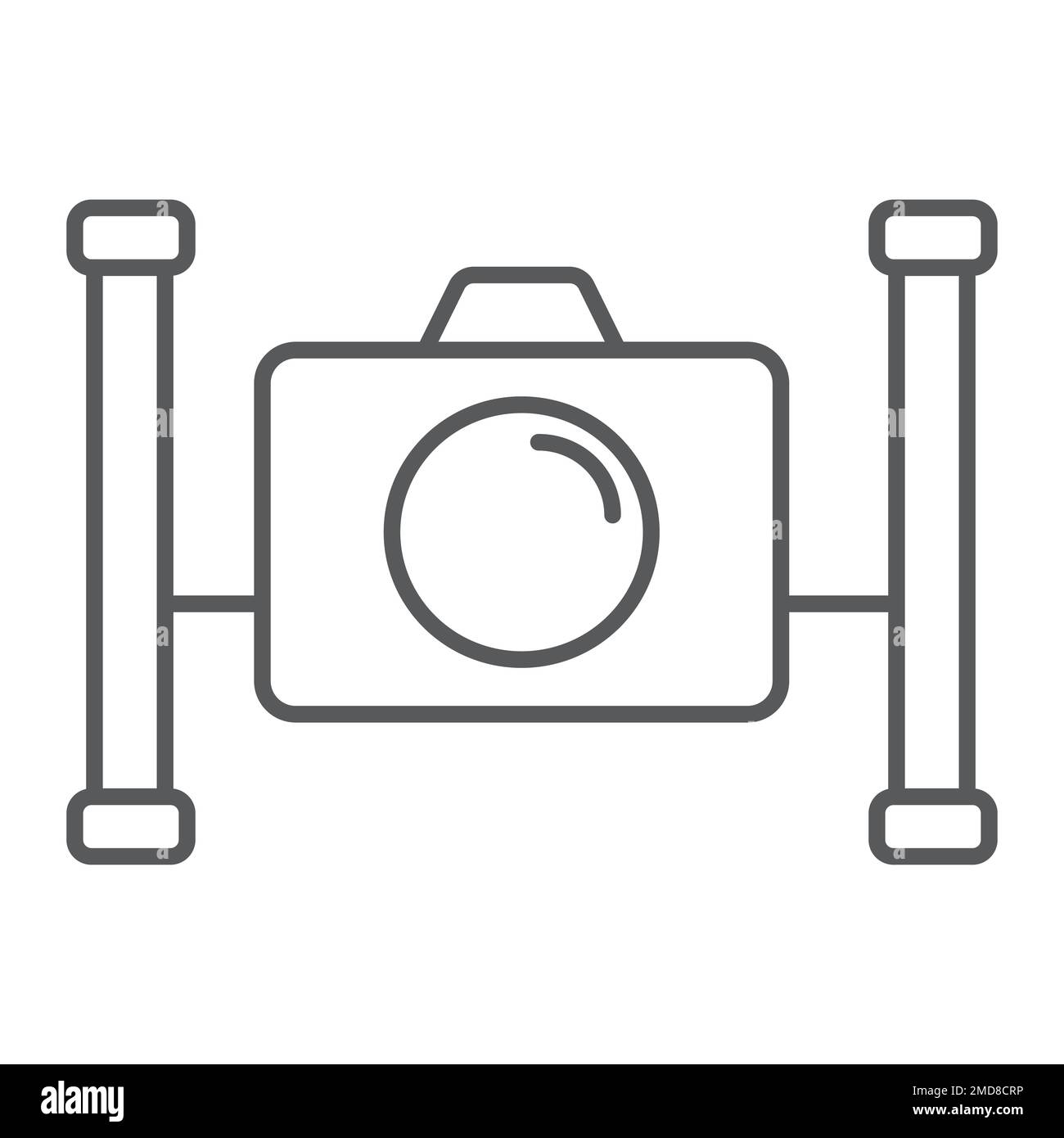 Fotocamera subacquea icona sottile linea, immersioni e subacquea, segno di snorkeling grafica vettoriale, un motivo lineare su uno sfondo bianco, eps 10. Illustrazione Vettoriale