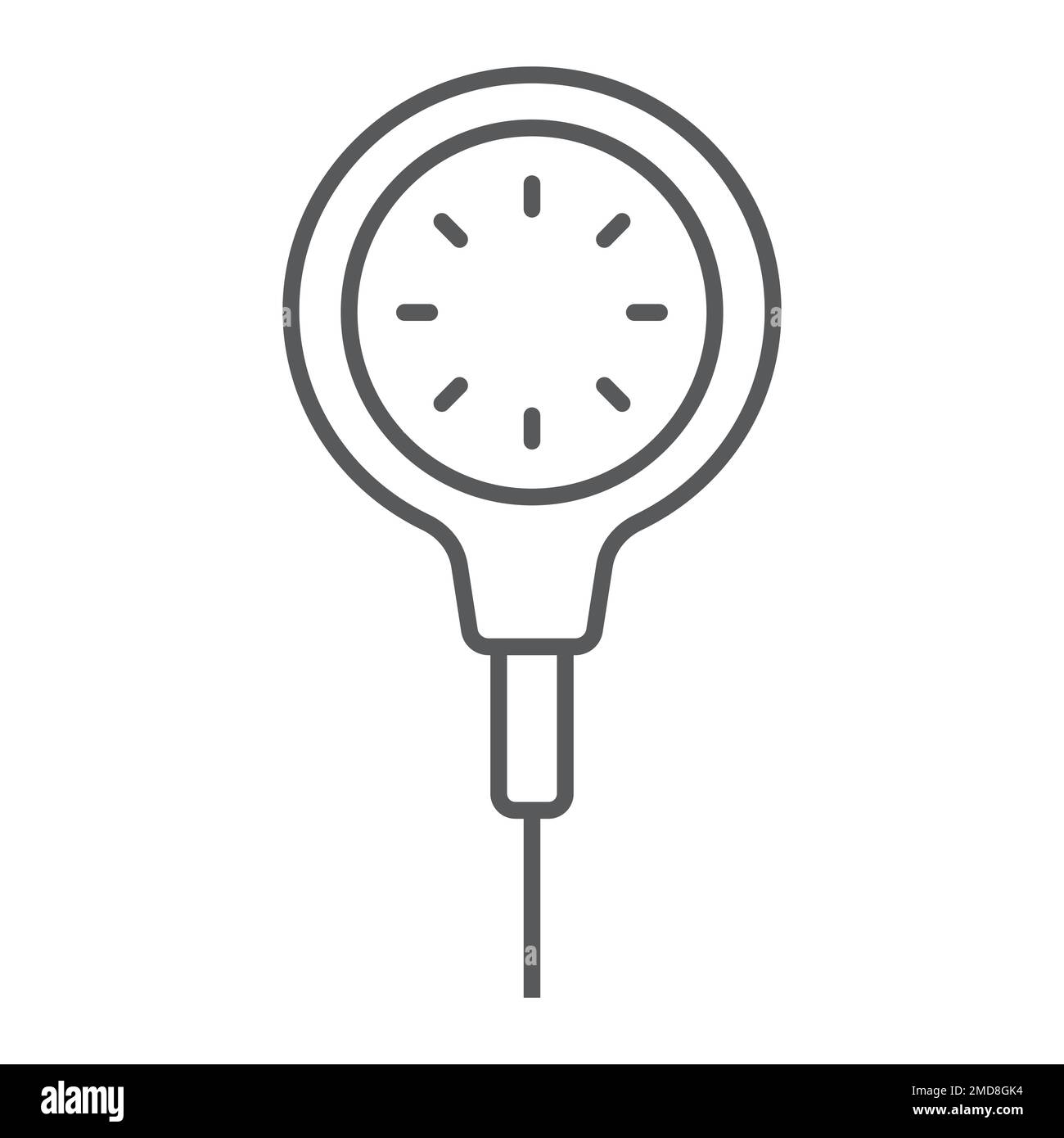 Scuba diving gauge icona linea sottile, immersioni e subacquea, misura grafica vettoriale segno, un motivo lineare su sfondo bianco, eps 10. Illustrazione Vettoriale