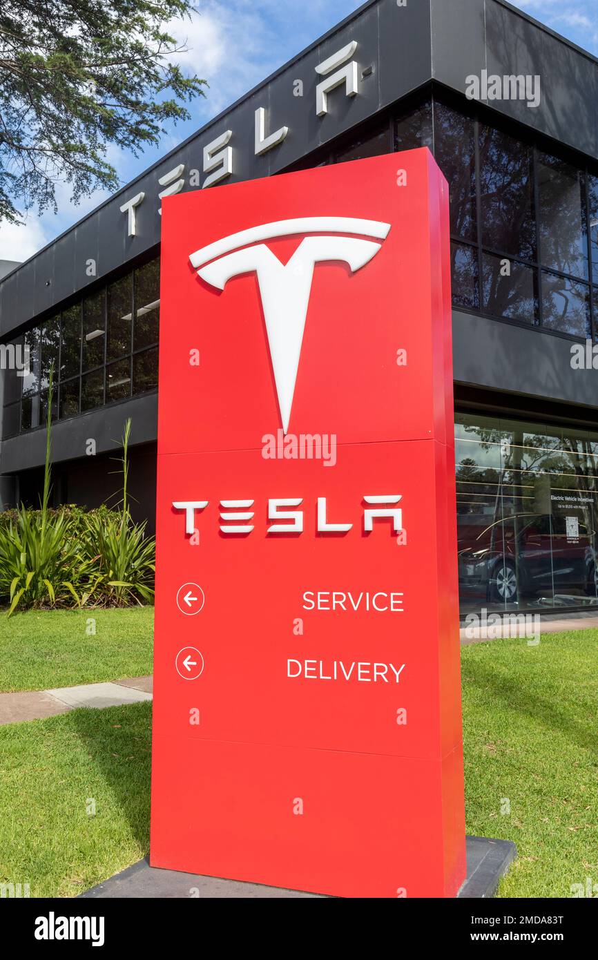 Sydney, Australia, showroom auto Tesla, concessionaria di strutture di consegna e assistenza a Chatswood Sydney, NSW, Australia 2023 Foto Stock