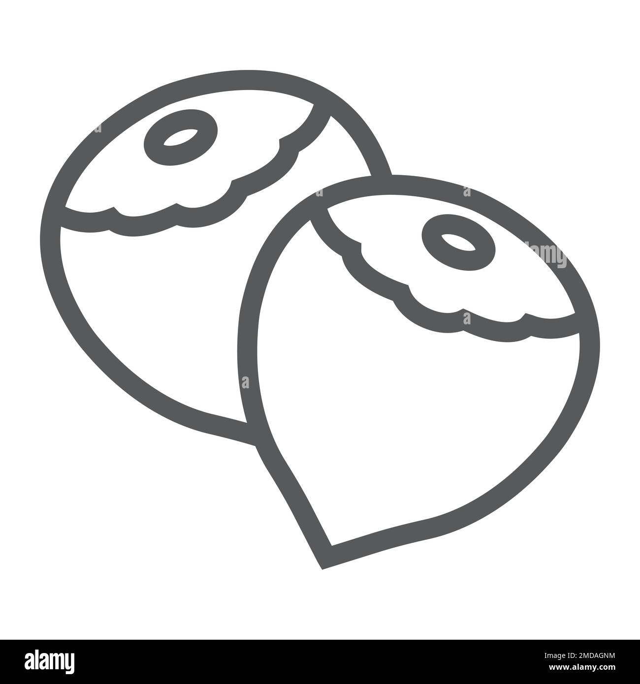 Icona a forma di nocciola, verdure e noci, segno vegetariano, grafica vettoriale, motivo lineare su sfondo bianco, eps 10. Illustrazione Vettoriale