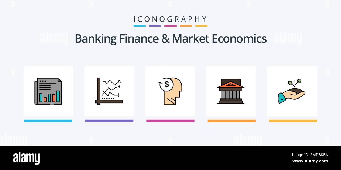 Banking Finance and Market Economics Line 5 Icon Pack incluso il profilo. costi. giustizia. avatar. scale. Icone creative Design Illustrazione Vettoriale