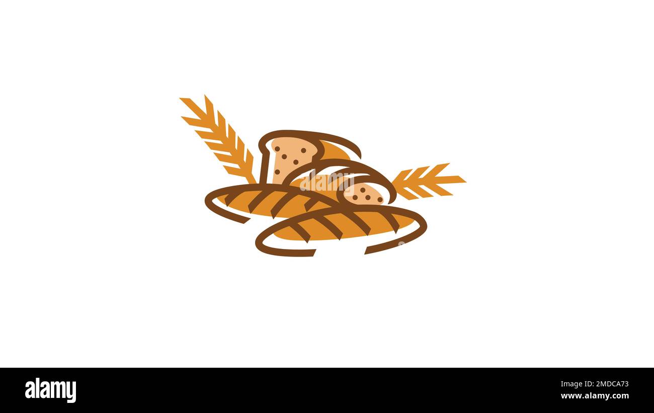 Pane creativo glutine grano libero Agricoltura grano Logo vettore Design simbolo Illustrazione Vettoriale