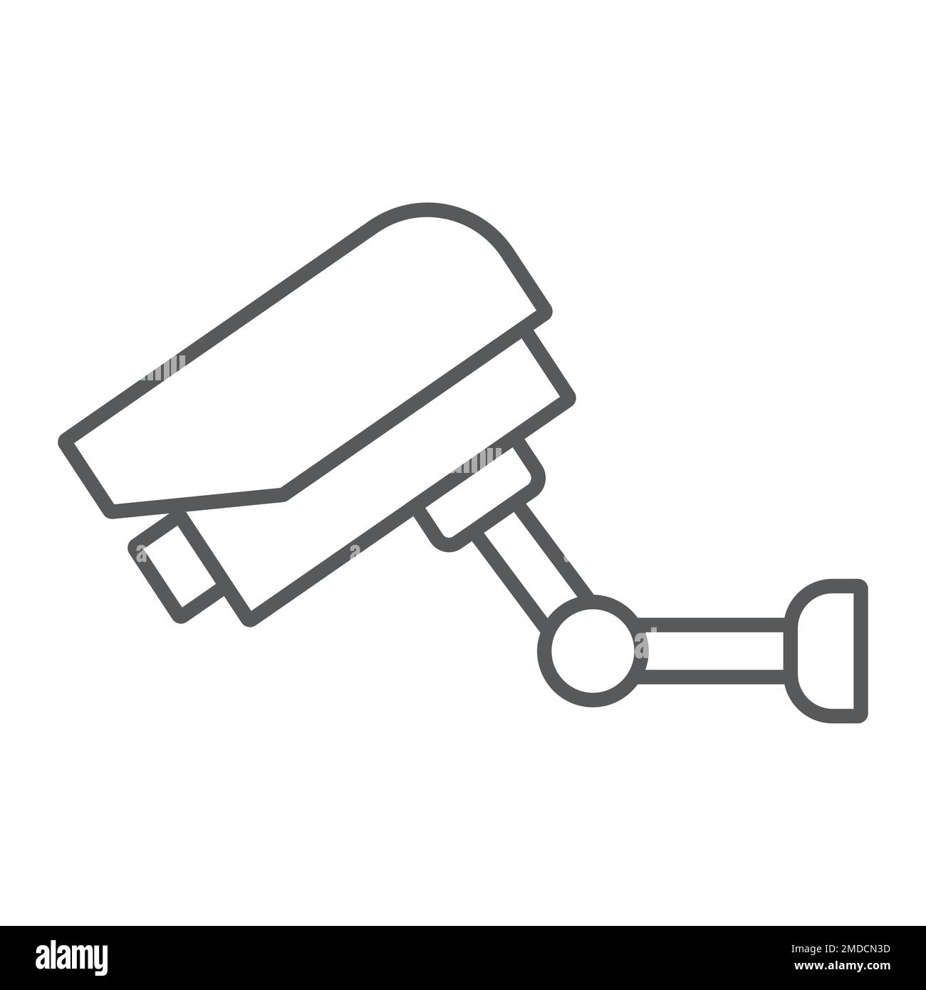 Videosorveglianza icona a linea sottile, elettronica e dispositivo, segnaletica telecamera di sicurezza, grafica vettoriale, un motivo lineare su sfondo bianco, eps 10. Illustrazione Vettoriale