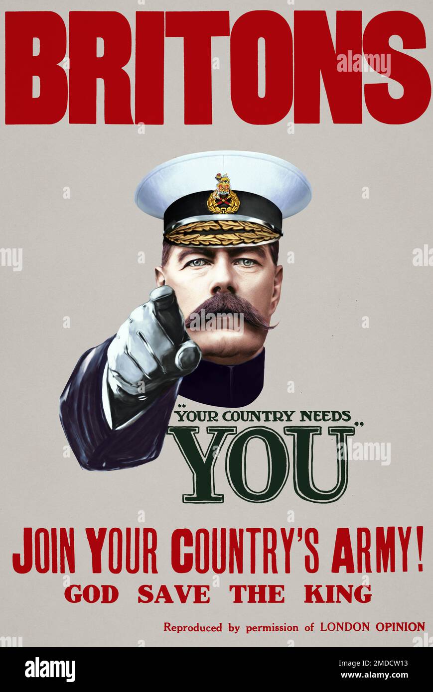 Britons UK classico Kitchener vintage vuole che l'iconico reclutamento poster moderna riproduzione a colori Foto Stock