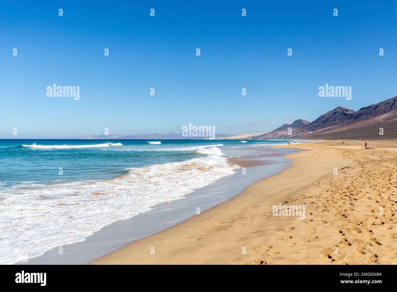 Panoramica della spiaggia di Cofete a Fuerteventura, Isole Canarie Foto Stock