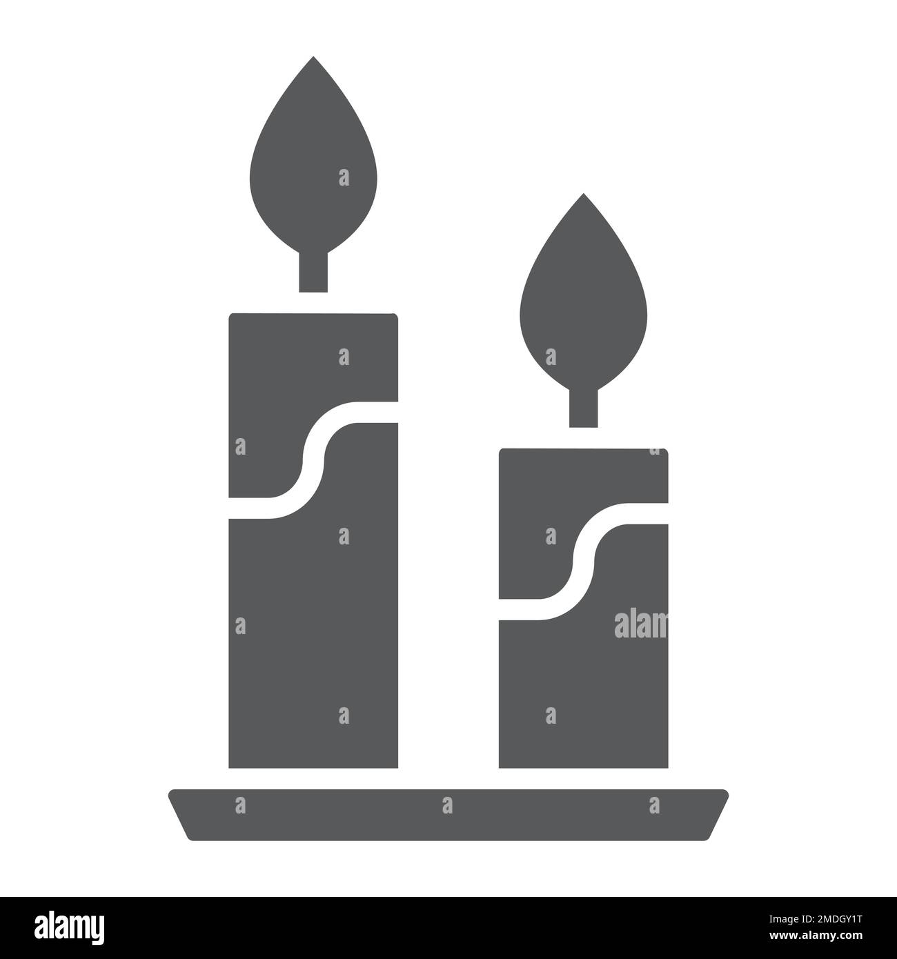 Icona glyph candela, fiamma e spiritualità, segno di fuoco, grafica vettoriale, un motivo solido su sfondo bianco, eps 10. Illustrazione Vettoriale