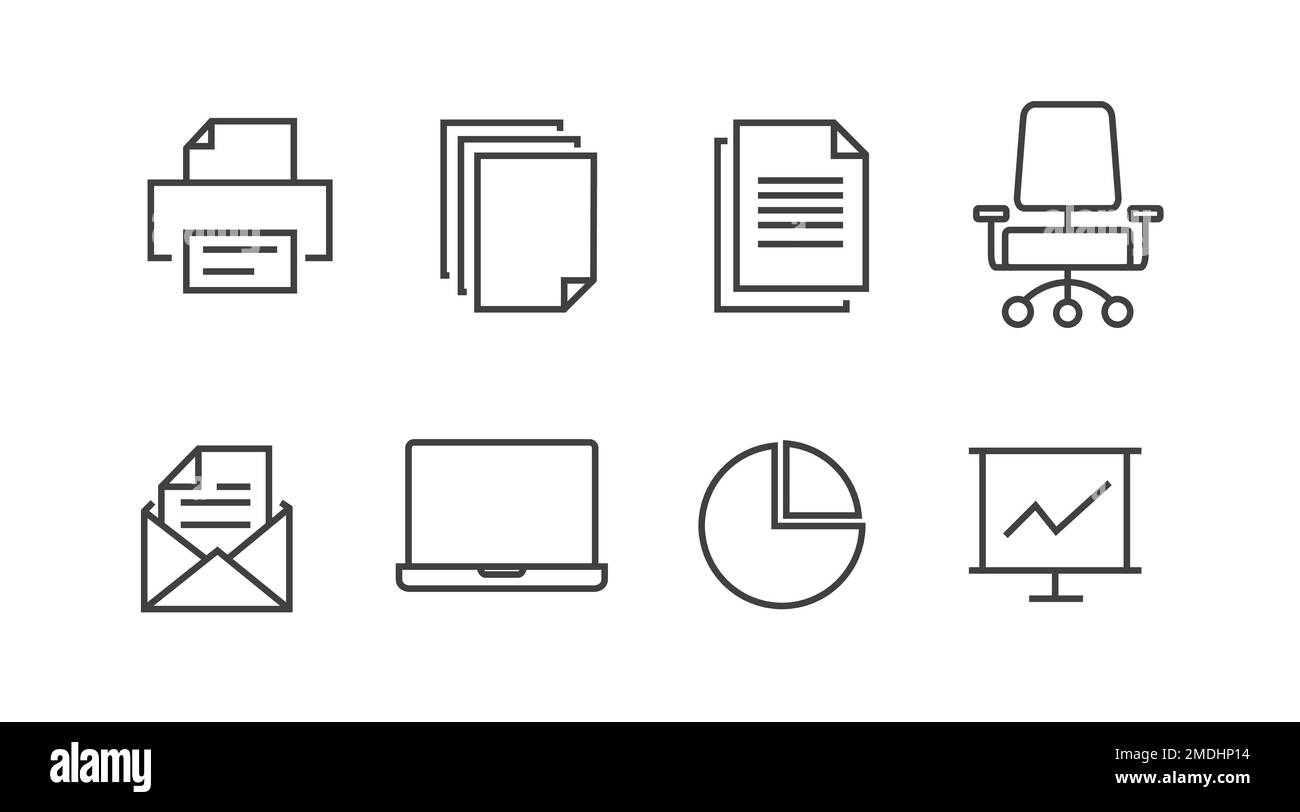 Set di icone di Office. Set di illustrazioni modificabili con isolamento vettoriale Illustrazione Vettoriale