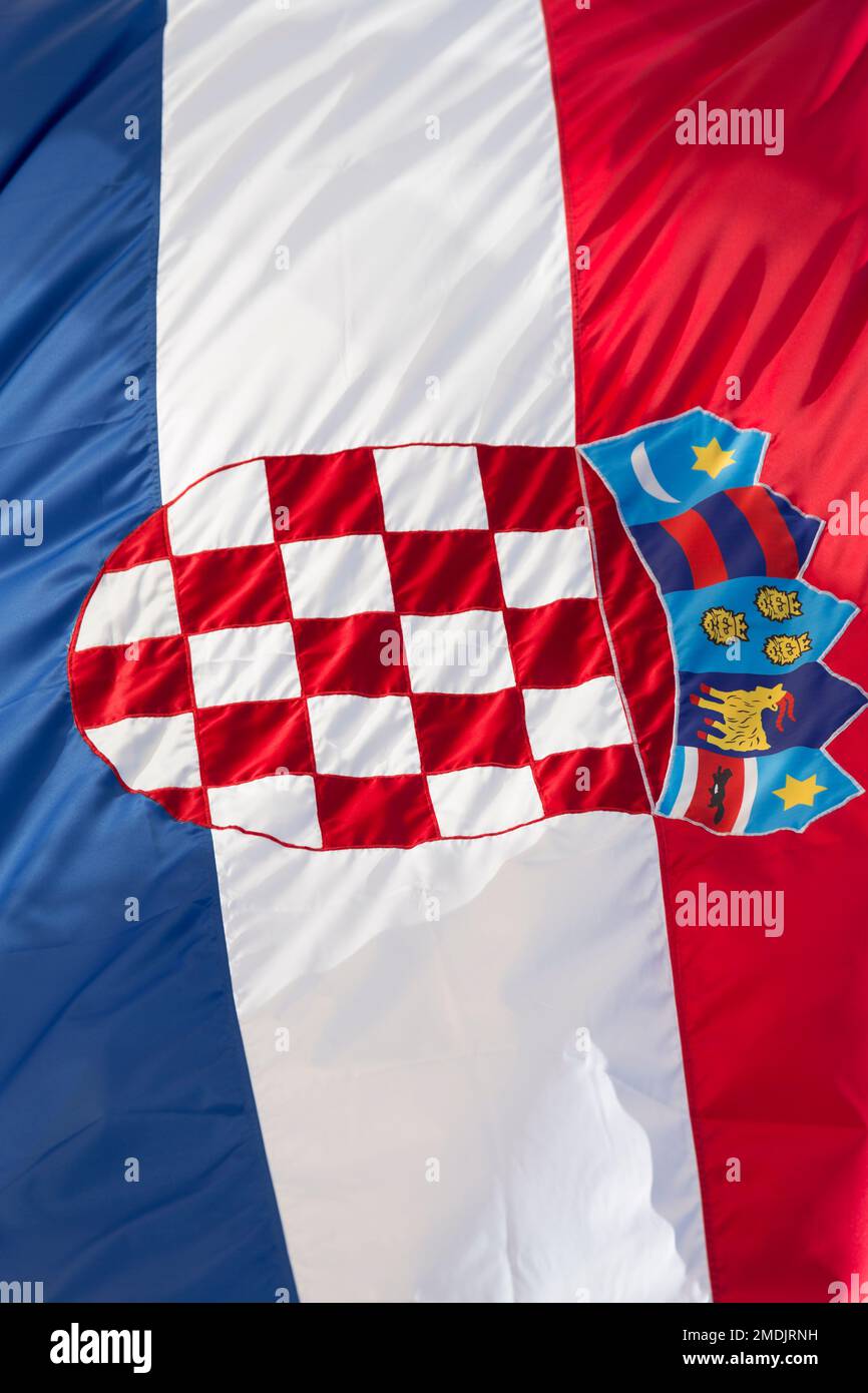 Croazia, Zagabria, bandiera nazionale croata. Foto Stock
