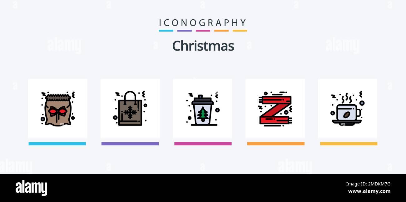 Pacchetto icone di Christmas Line da 5 GB incluso regalo. casella. corona. albero. albero di natale. Icone creative Design Illustrazione Vettoriale