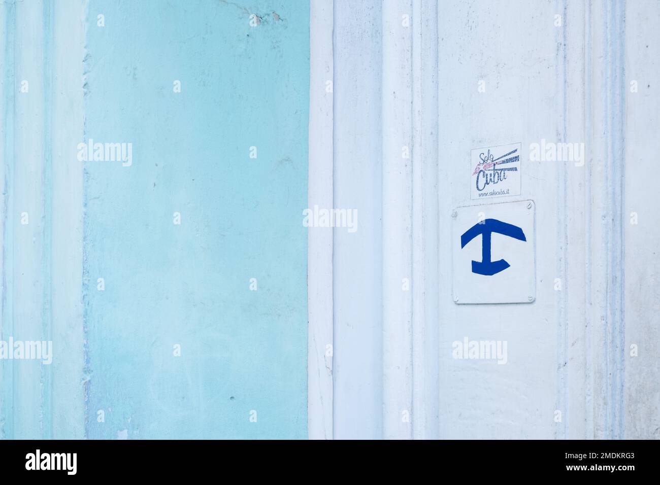Logo che indica un particolare Casa a l'Avana, Cuba Foto Stock