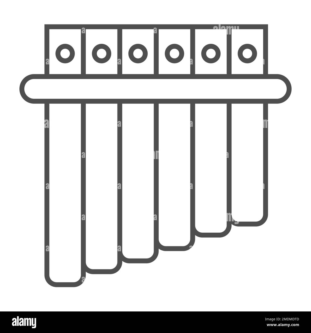 Icona a linea sottile Panpipe, musical e strumenti, flauto segno, grafica vettoriale, un disegno lineare su sfondo bianco, eps 10. Illustrazione Vettoriale