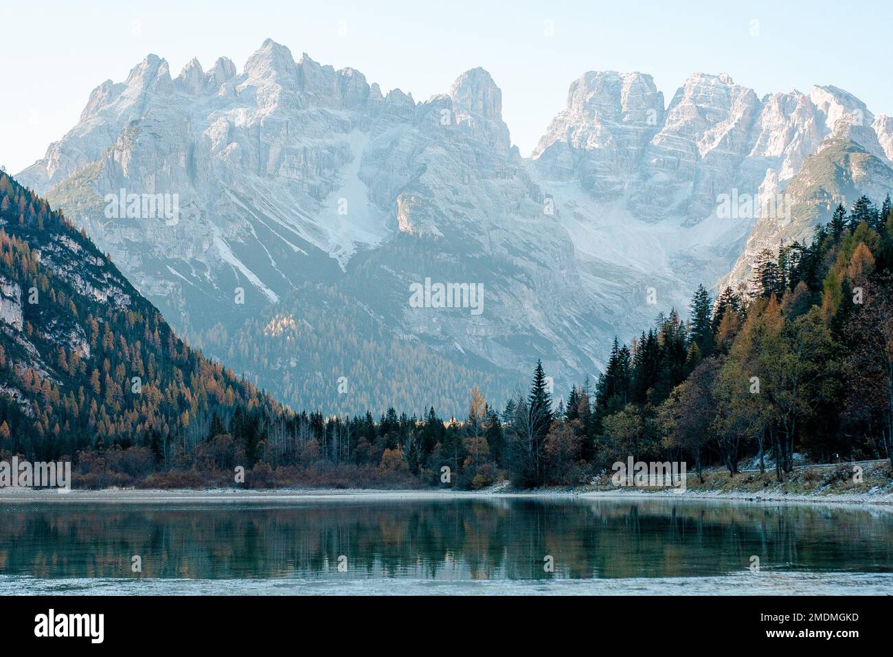 Lago di Landro, Dolomiti Foto Stock