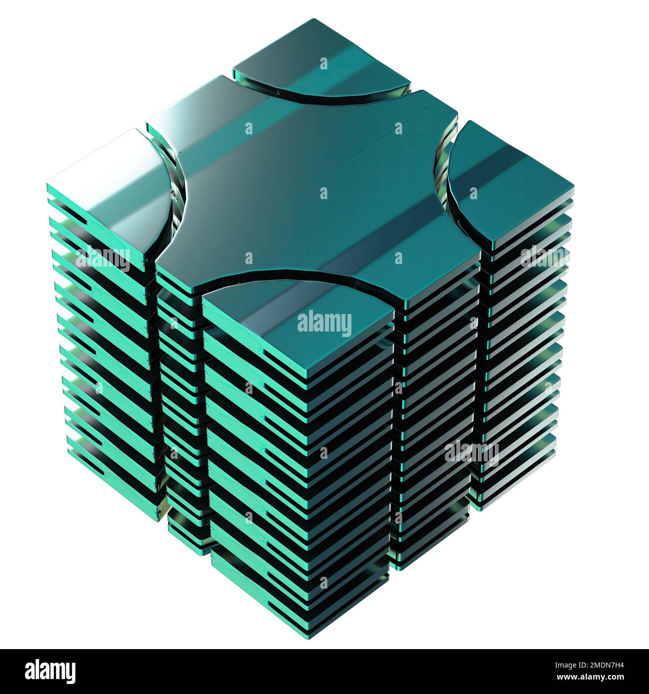 Verde futuristico oggetto modellato di più tavole sovrapposte astratto, drammatico, appassionato, lussuoso ed esclusivo isolato 3D rendering di grap Foto Stock Verde futuristico oggetto modellato di più tavole sovrapposte astratto, drammatico, appassionato, lussuoso ed esclusivo isolato 3D rendering di grap Foto Stock