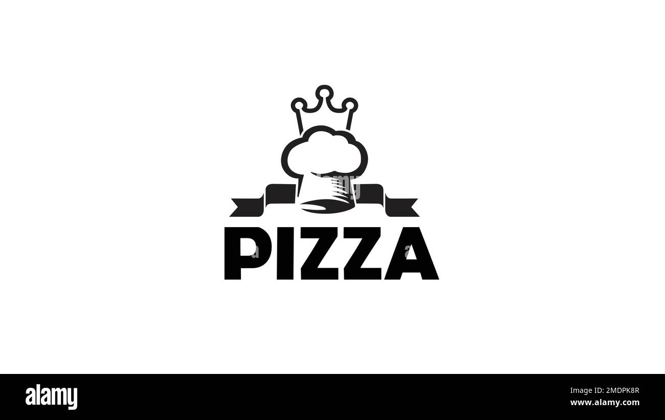 grafica creativa nera pizza corona logo vettoriale Illustrazione Vettoriale
