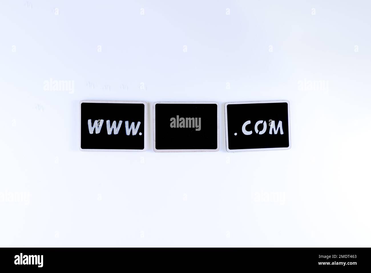 Web vuoto nome dominio indirizzo modello World Wide Web Stati Uniti mock up corproate business o concetto privato su nero gesso tavole isolate Foto Stock
