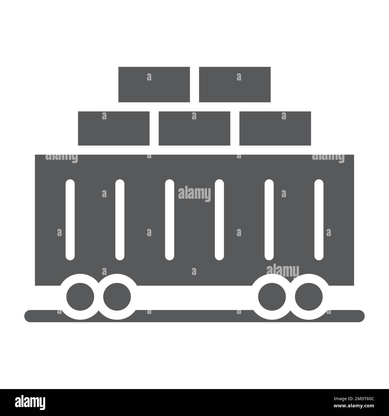 Icona del glifo del carico del treno, trasporti e logistica, segnaletica ferroviaria, grafica vettoriale, un motivo solido su sfondo bianco, eps 10. Illustrazione Vettoriale