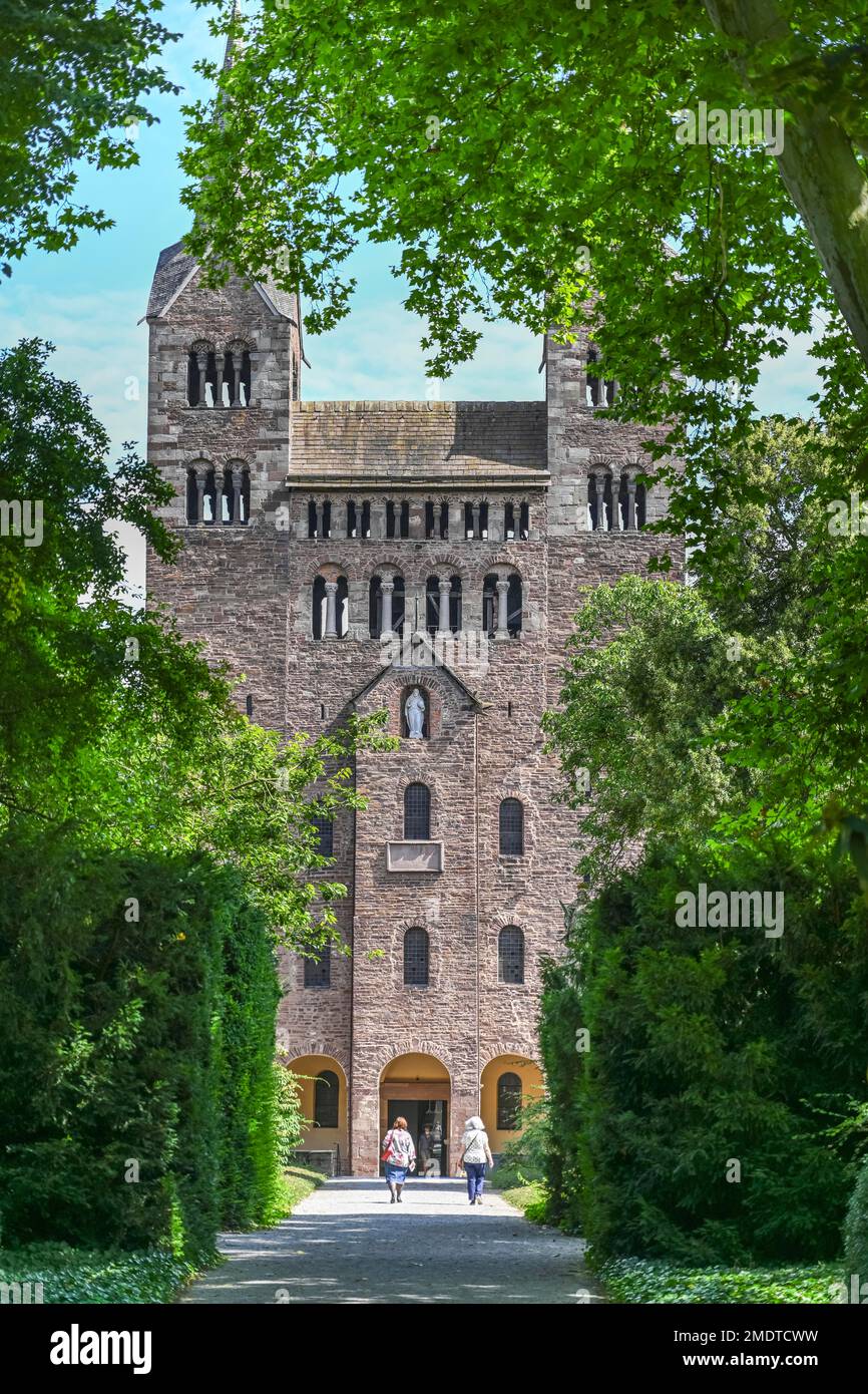 Carolingia Westwerk, Abbazia Benedettina Corvey, Hoexter, Renania settentrionale-Vestfalia, Germania Foto Stock