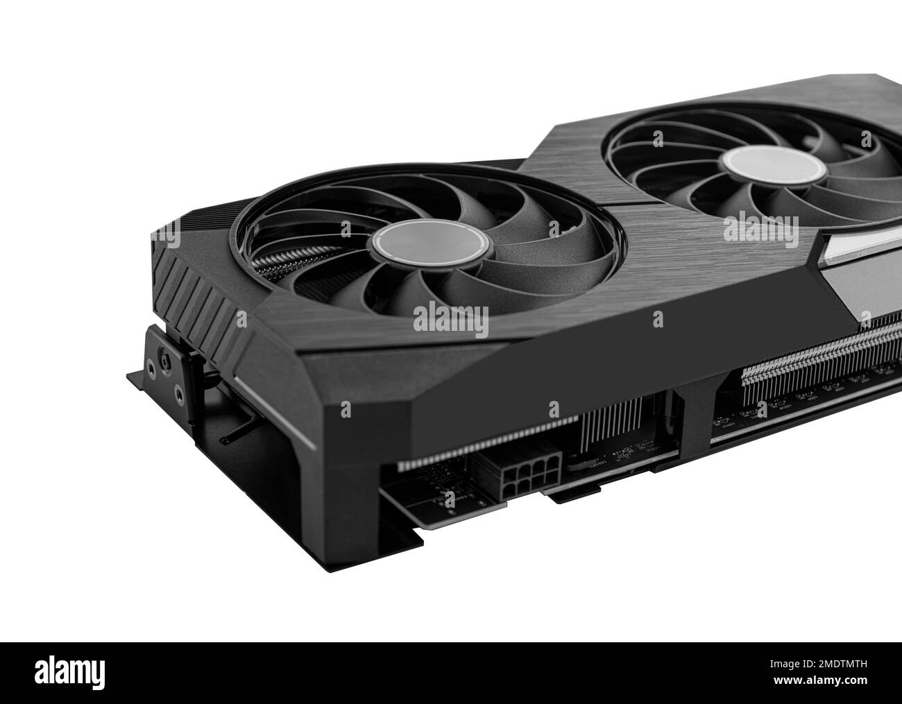 Scheda video grafica isolata su sfondo bianco. Foto Stock