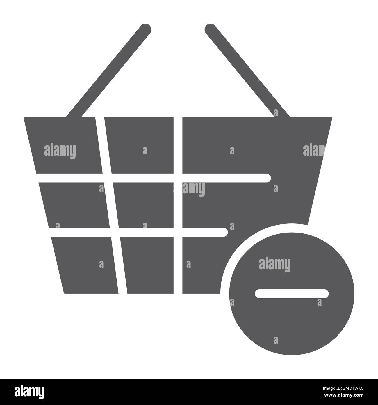 Rimuovi dall'icona glyph del bucket, shopping e commercio, segno del cestino, grafica vettoriale, un motivo a tinta unita su sfondo bianco, eps 10. Illustrazione Vettoriale