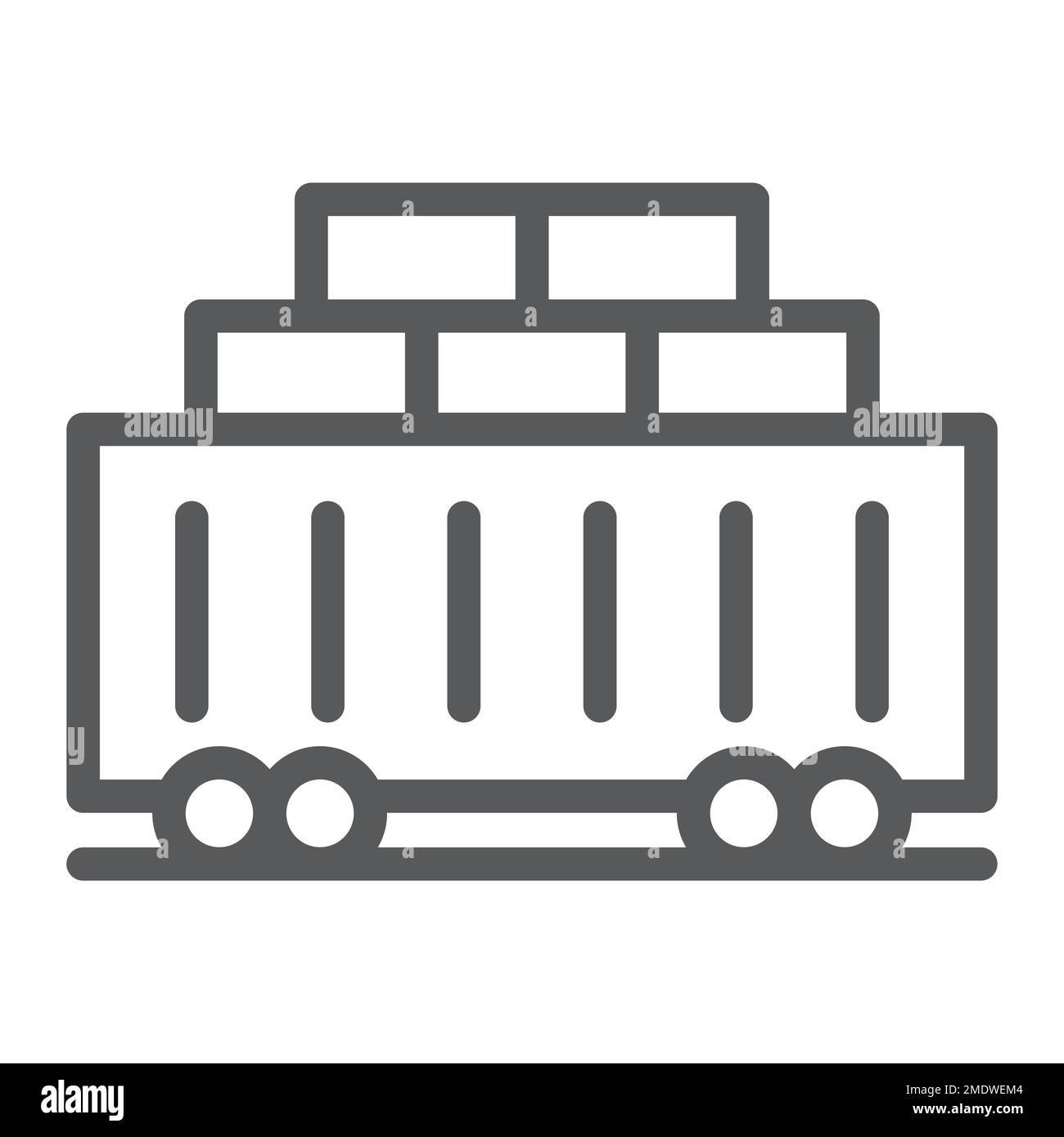 Icona della linea di trasporto merci, trasporti e logistica, segnaletica ferroviaria, grafica vettoriale, disegno lineare su sfondo bianco, eps 10. Illustrazione Vettoriale
