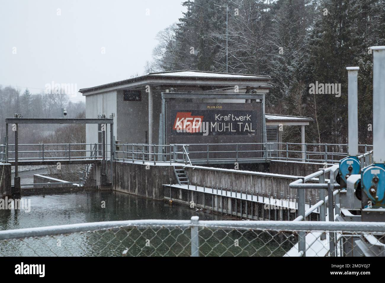 Energia verde da una centrale idroelettrica, Vorchdorf, Austria Foto Stock