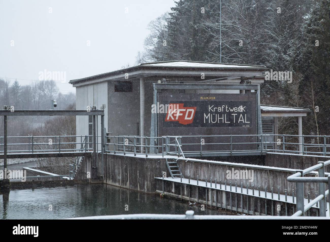 Energia verde da una centrale idroelettrica, Vorchdorf, Austria Foto Stock