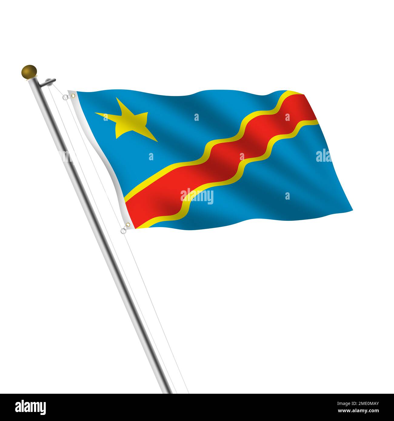Illustrazione del flagpole 3D della Repubblica democratica del Congo con percorso di ritaglio Foto Stock