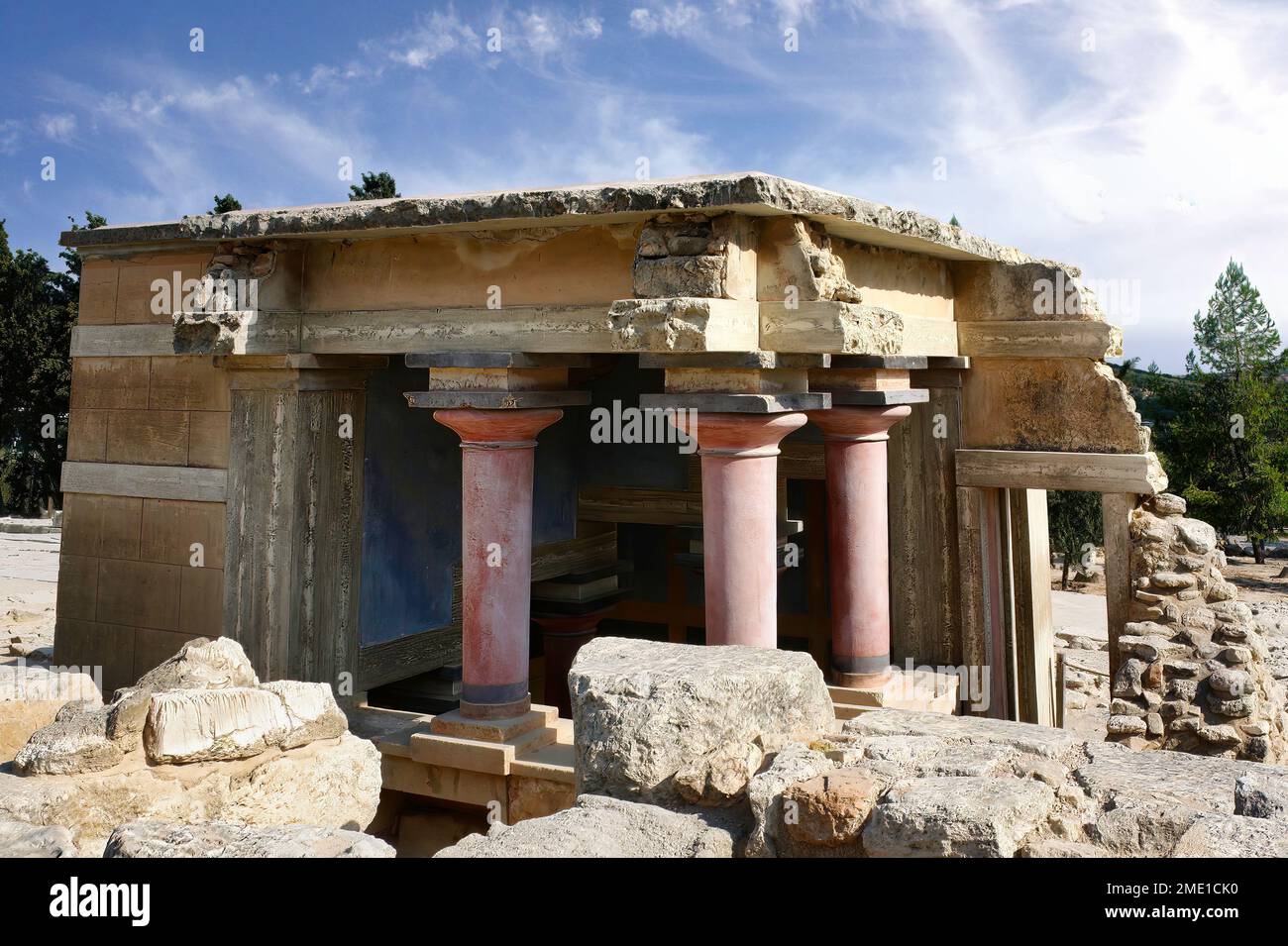 Il palazzo minoico di Cnosso, Cnosso, Heraklion, Creta, Isole Greche, Grecia, Europa Foto Stock