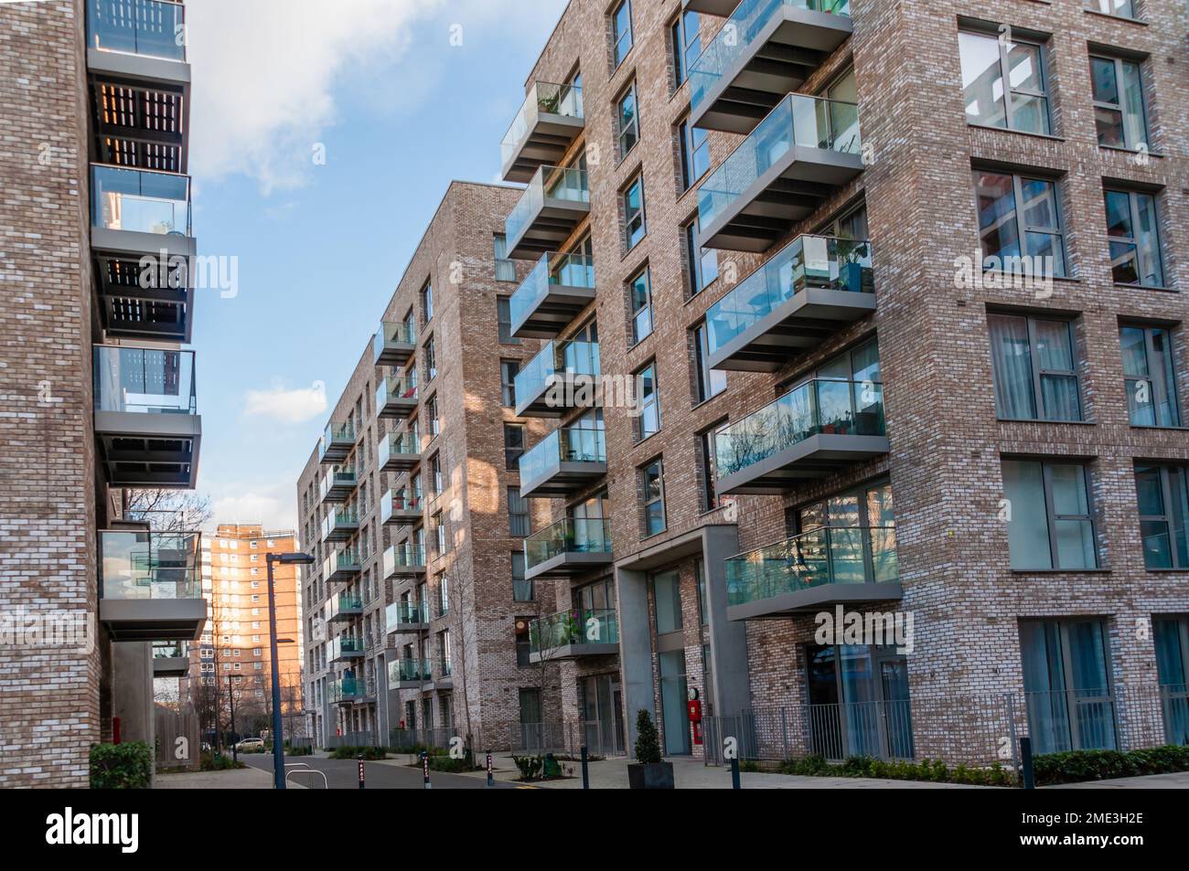 Ironworks Way.Upton Gardens riqualificazione di un vecchio West Ham United Football Stadium a East London, Green Street Foto Stock