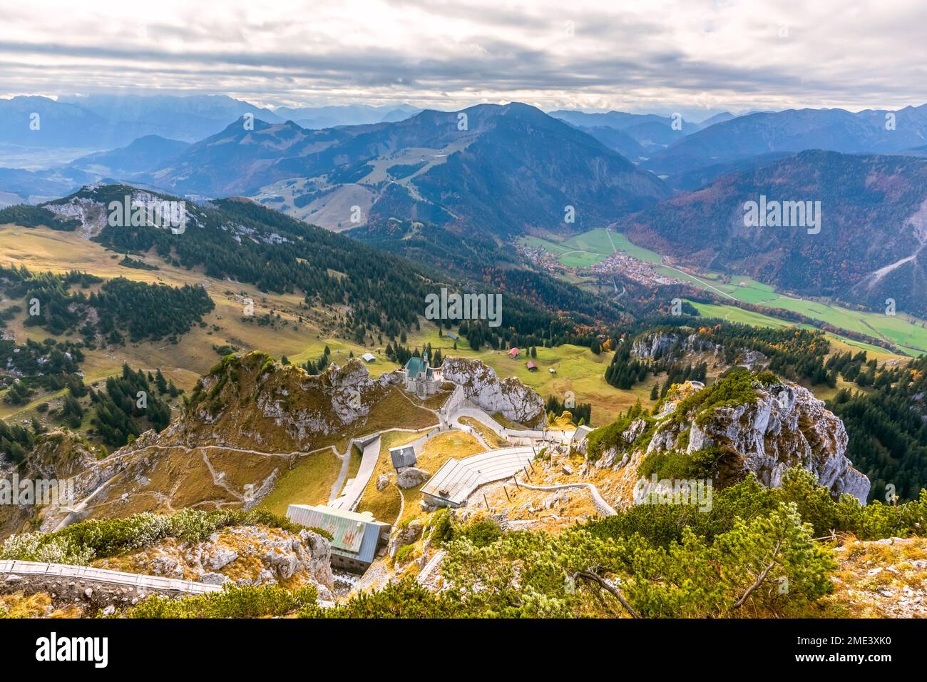 Germania, Baviera, vista panoramica dalla cima del monte Wendelstein Foto Stock