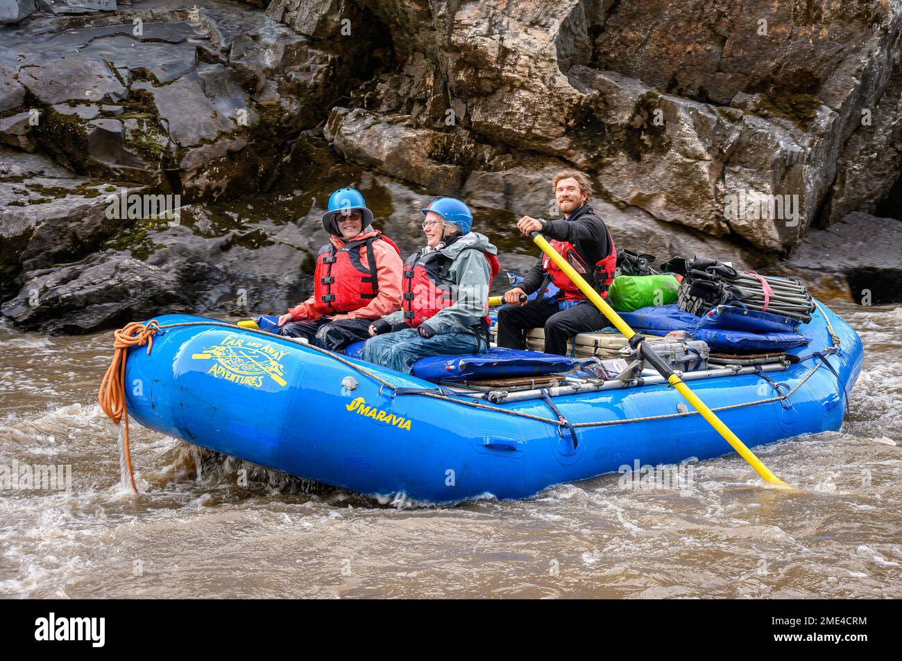 Whitewater Rafting sul Medio forcella Salmon River in Idaho con lontane avventure. Foto Stock