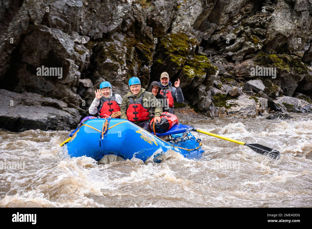 Whitewater Rafting sul Medio forcella Salmon River in Idaho con lontane avventure. Foto Stock