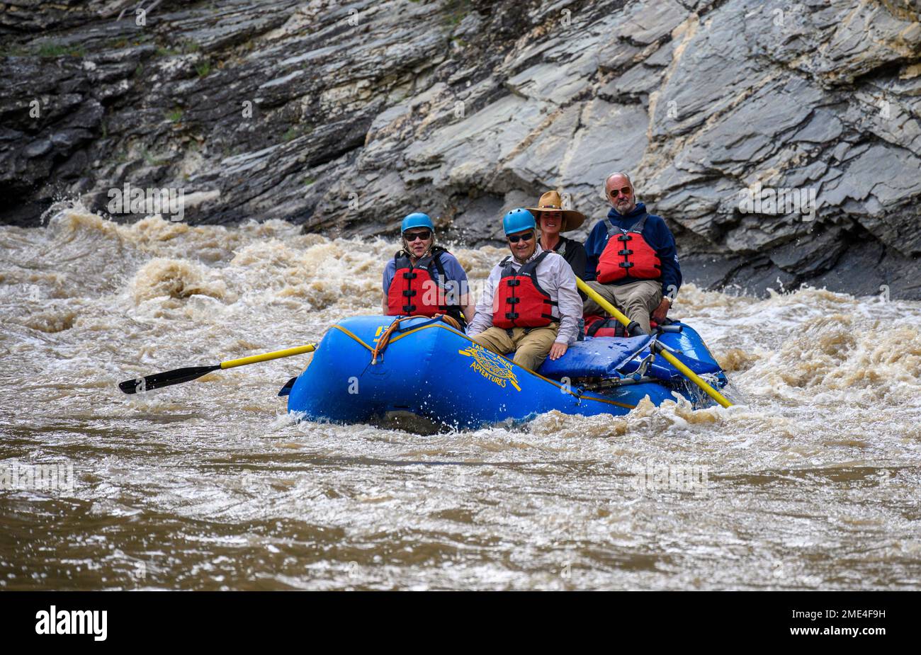 Whitewater Rafting sul Medio forcella Salmon River in Idaho con lontane avventure. Foto Stock