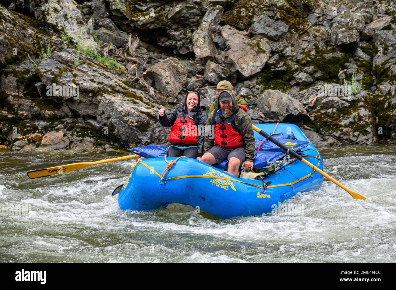 Whitewater Rafting sul Medio forcella Salmon River in Idaho con lontane avventure. Foto Stock