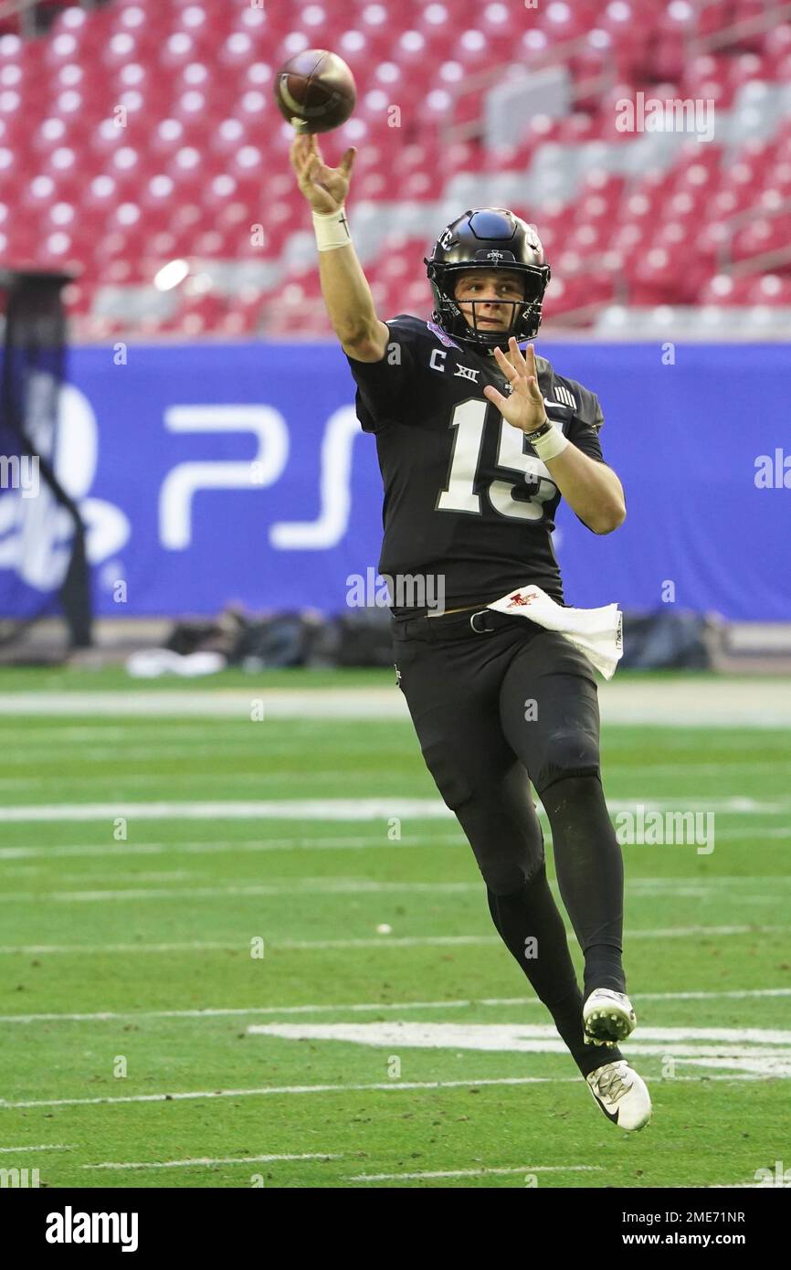 Joe Burrow, quarterback dello stato dell'Iowa, in azione. Foto Stock