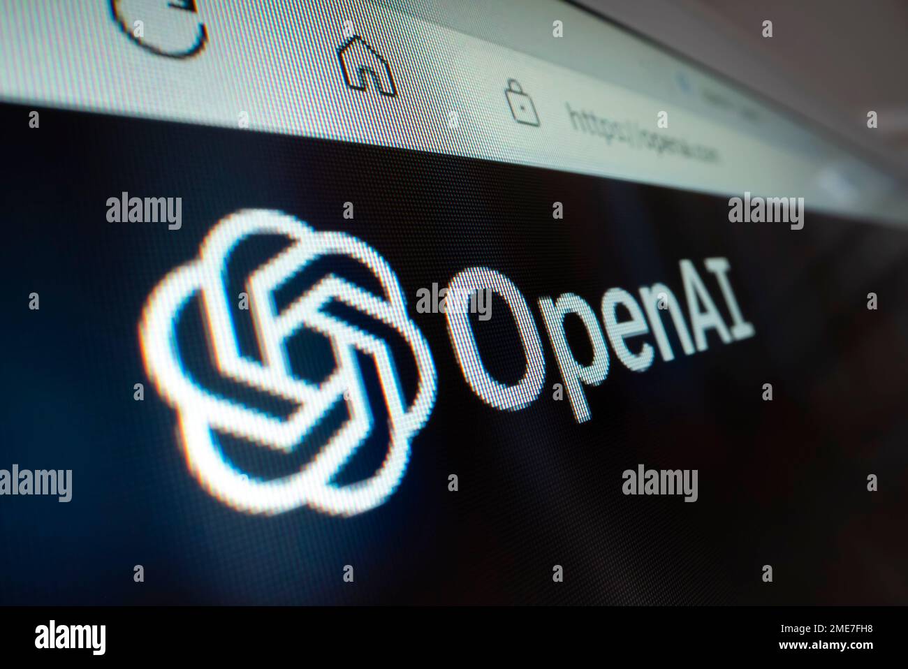 Melbourne, Australia - 13 dicembre 2022: Vista ravvicinata del logo OpenAI sul suo sito web, ripresa con obiettivo macro-sonda Foto Stock