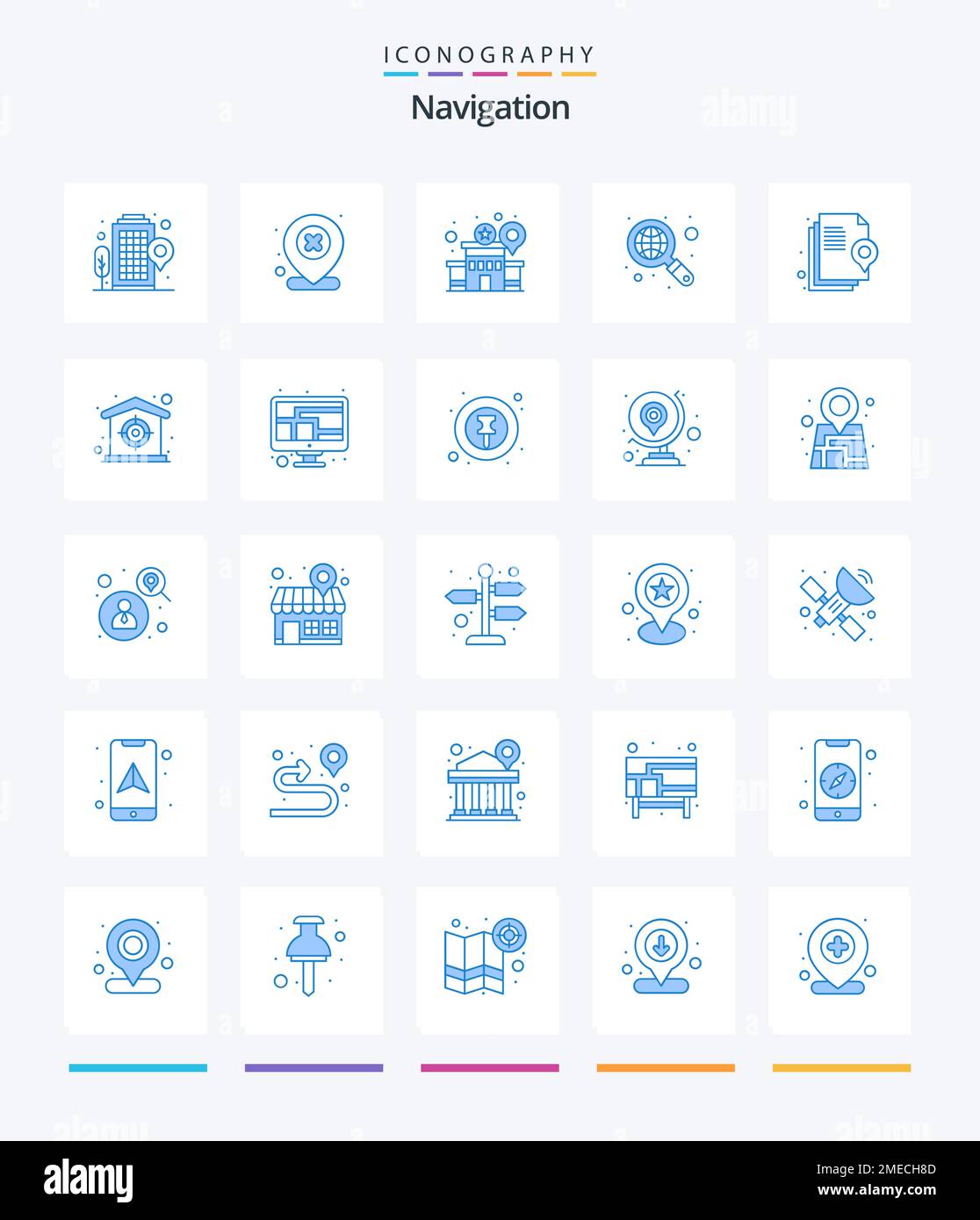 Creative Navigation 25 pacchetto di icone blu come la casa. file. posizione. documento. internet Illustrazione Vettoriale