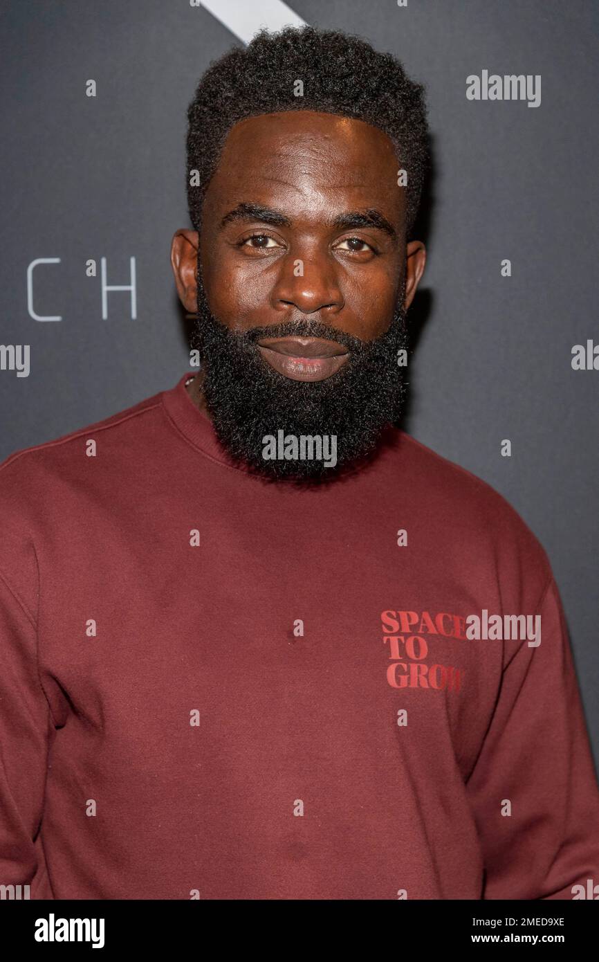 Los Angeles, Stati Uniti. 23rd Jan, 2023. Jimmy Akingbola partecipa al film di gala gigante di Blockchain e alla serie di film in streaming Exertion3 RZR al Greenway Court Theater, Los Angeles, CA Gennaio 23 2023 Credit: Eugene Powers/Alamy Live News Foto Stock