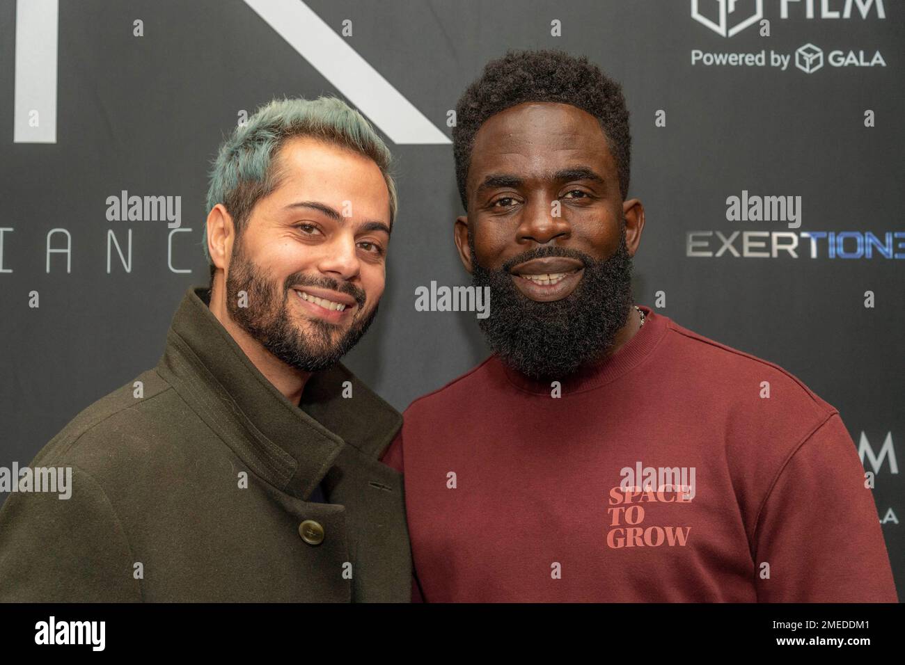 Los Angeles, Stati Uniti. 23rd Jan, 2023. Yuri Alves, Jimmy Akingbola partecipa al film di gala gigante di Blockchain e alla serie di film in streaming Exertion3 RZR al Greenway Court Theater, Los Angeles, CA Gennaio 23 2023 Credit: Eugene Powers/Alamy Live News Foto Stock