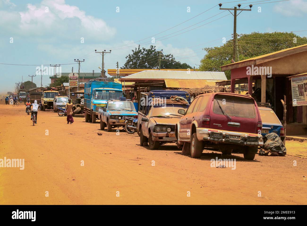 Foto della vita di campagna locale nel villaggio africano del Ghana Foto Stock