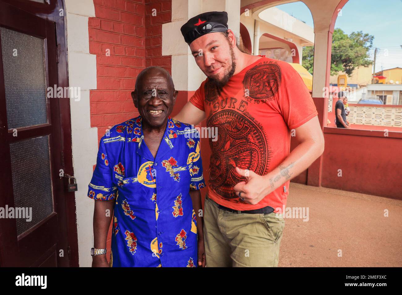 White Man Tourist in Ghana, Africa Foto Stock