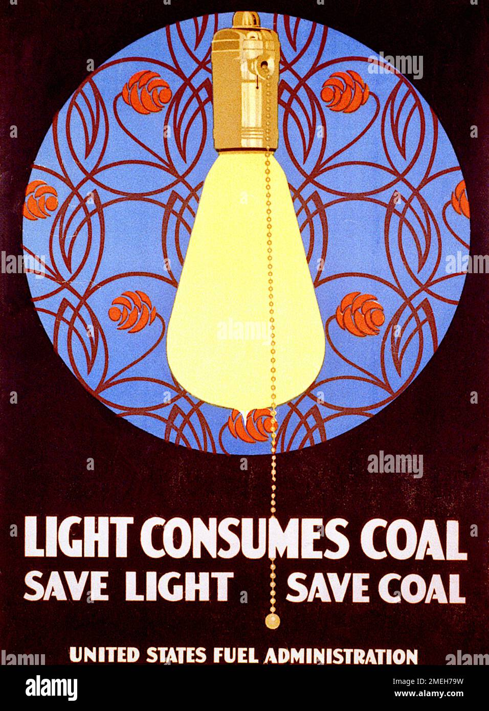 Coles Phillips - manifesto della guerra mondiale 1 - la luce consuma carbone, salva la luce, salva il carbone - 1917 Foto Stock