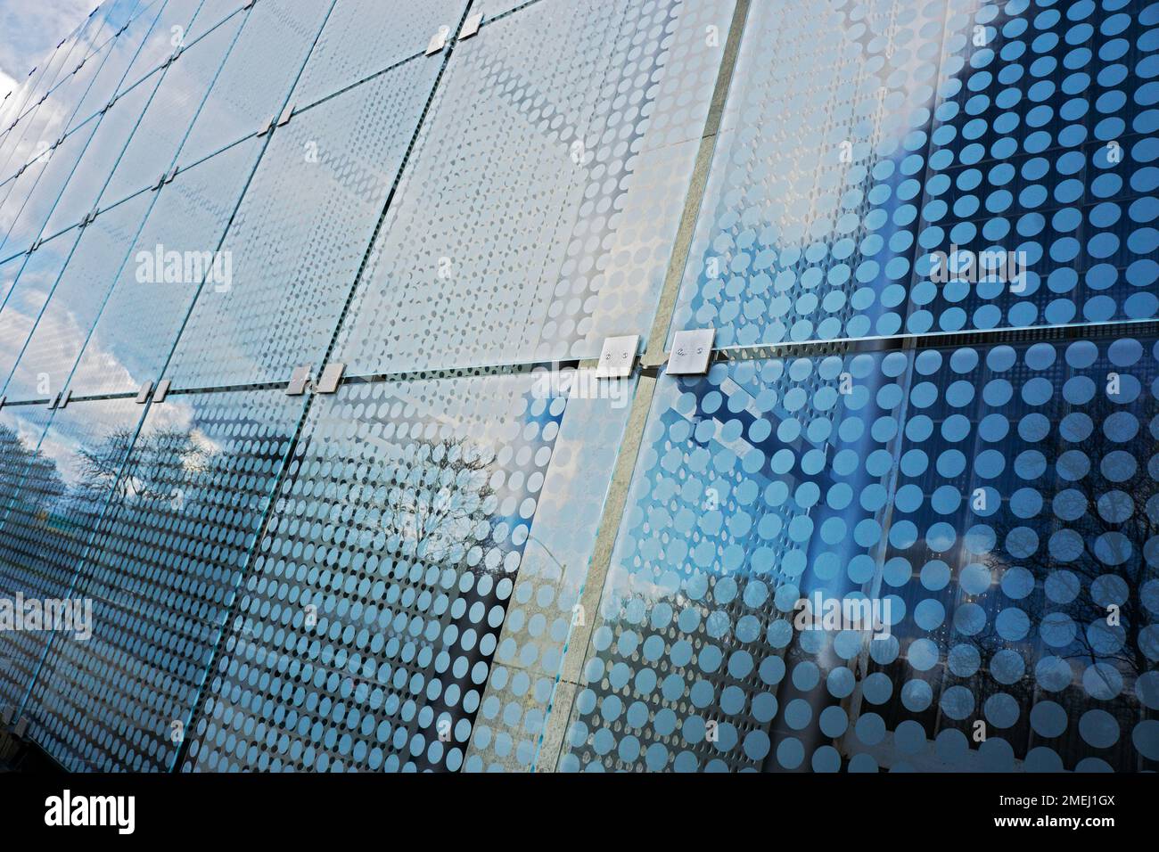 L'esterno decorato del Queens Museum nel Flushing Meadows Corona Park, Queens, New York. Foto Stock