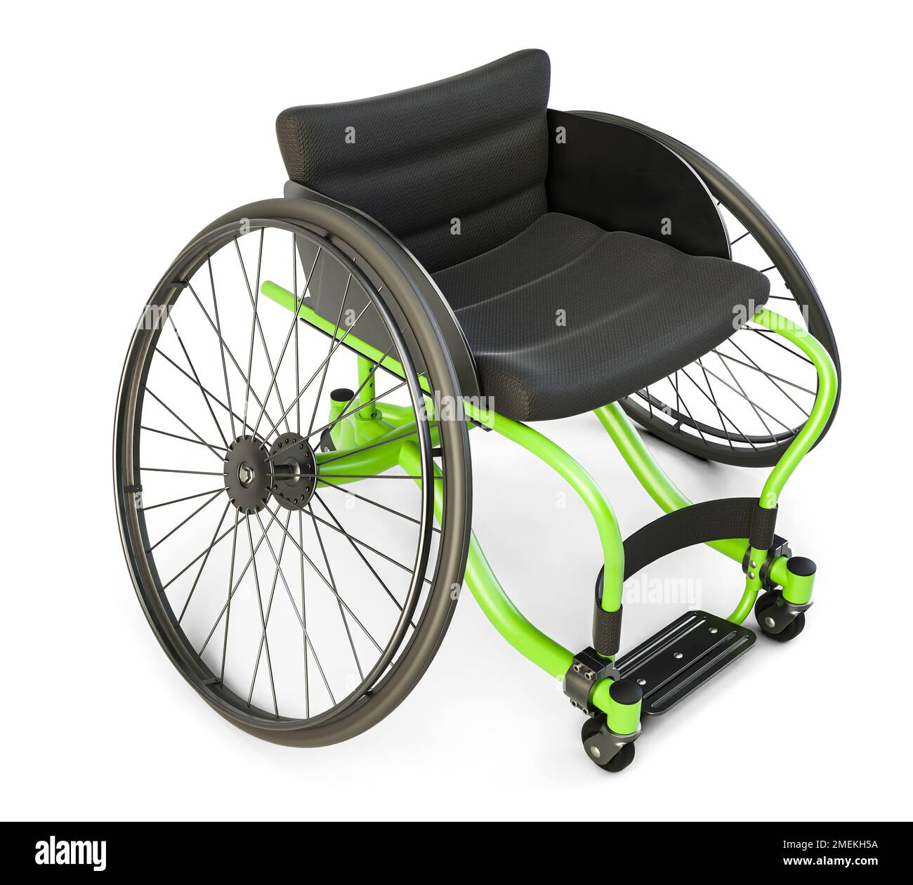 Una sedia a rotelle sportiva verde utilizzata da atleti disabili per  competere in vari codici sportivi isolati su sfondo bianco - 3D render Foto  stock - Alamy
