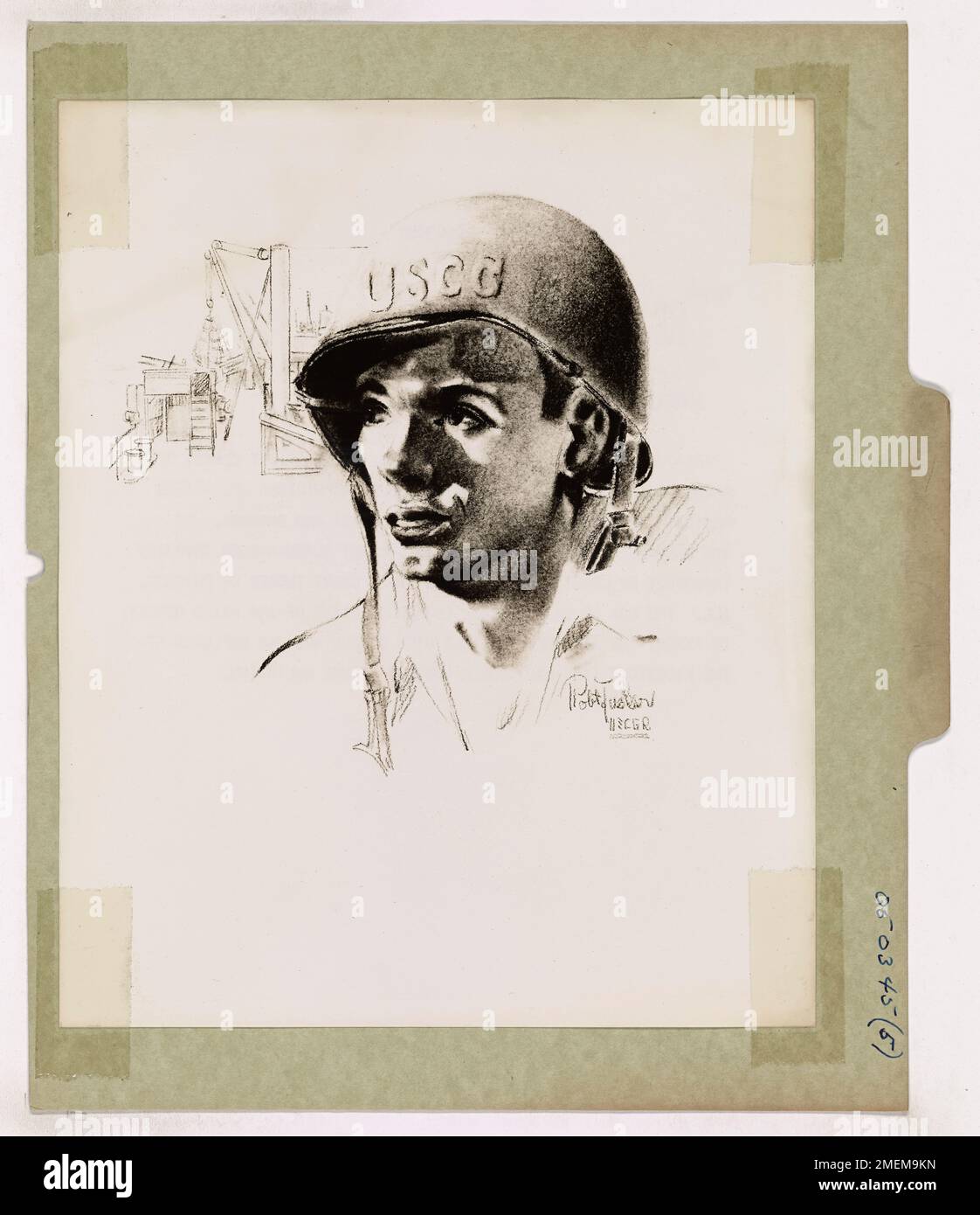 Edward E. Williams è interpretato dall'artista di combattimento della Guardia Costiera Robert James Tucker prima dell'invasione di Okinawa, un momento cruciale nella campagna del Pacifico della seconda guerra mondiale. Foto Stock