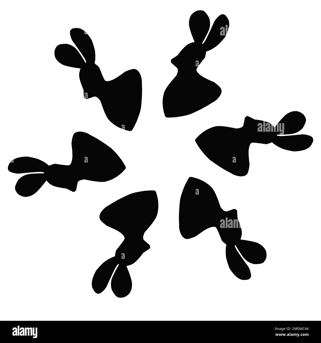 Illustrazione grafica di disegno di silhouette di coniglio. Perfetto per adesivi, tatuaggi Foto Stock