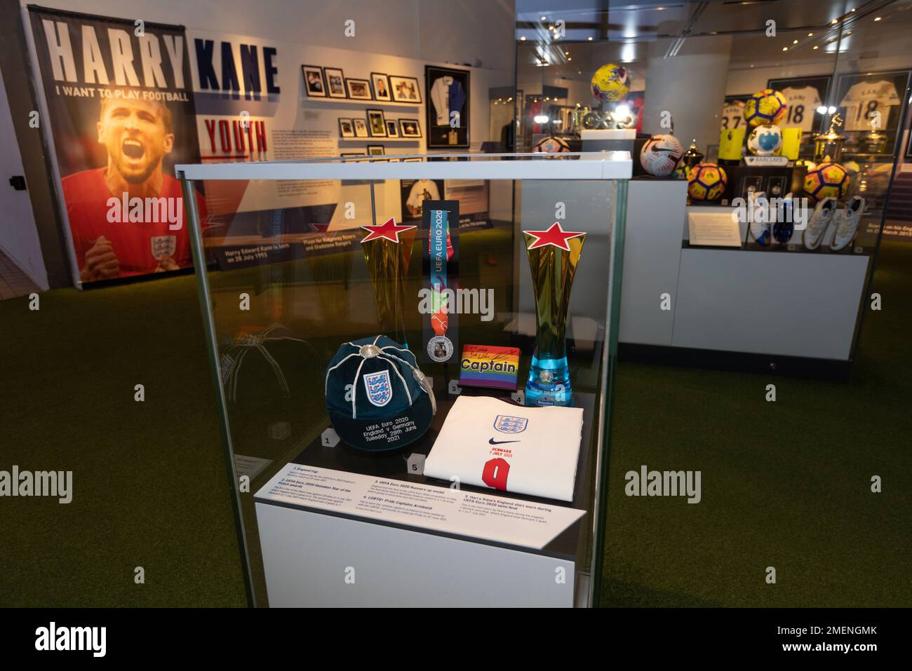 Harry Kane: I Want to Play Football mostra, Museo di Londra, Barbican, Londra, Inghilterra, Regno Unito Foto Stock