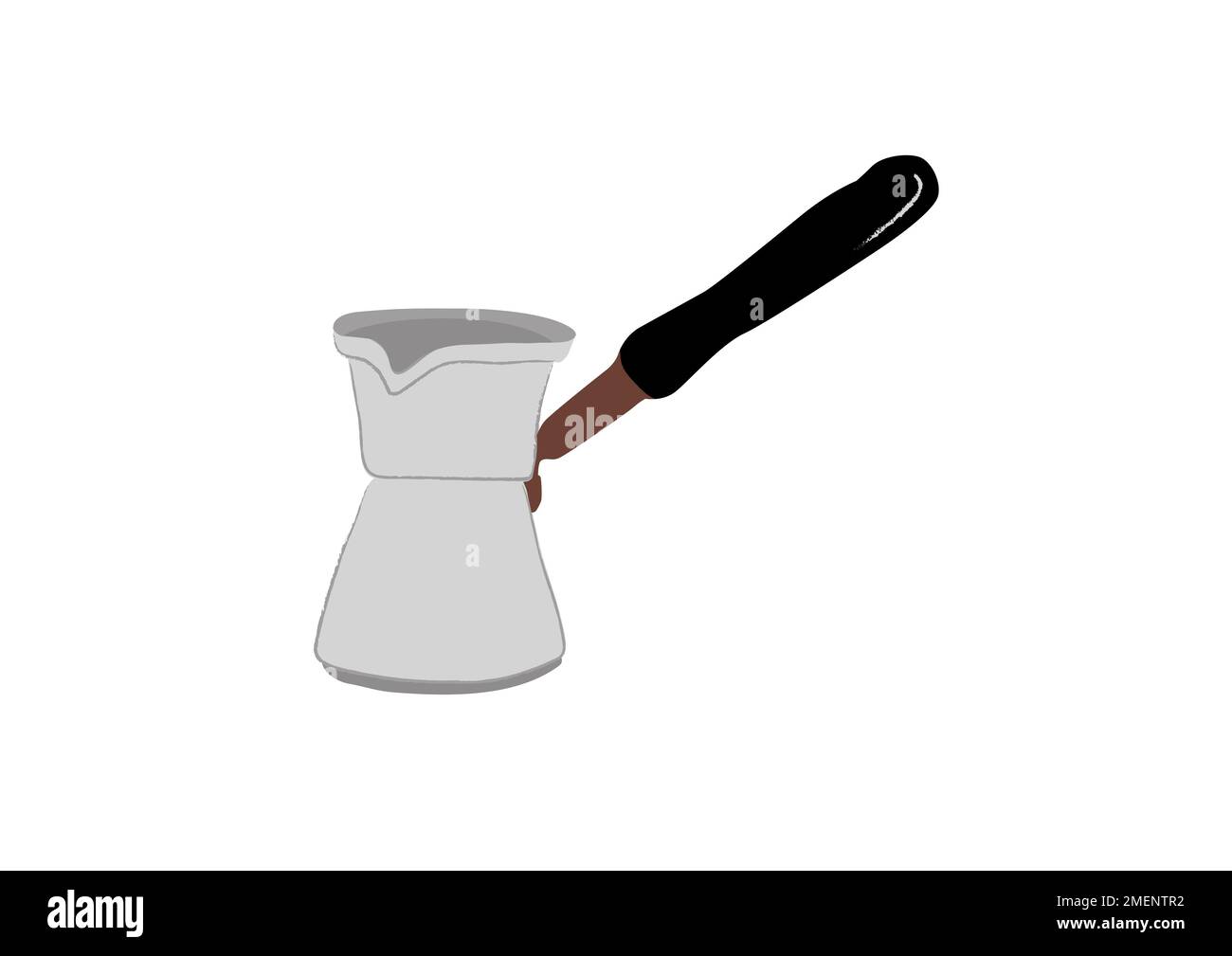 Illustrazione di una macchina per il caffè ibrik, conosciuta anche come cezve, briki, rakwa, finjan e kanaka Foto Stock