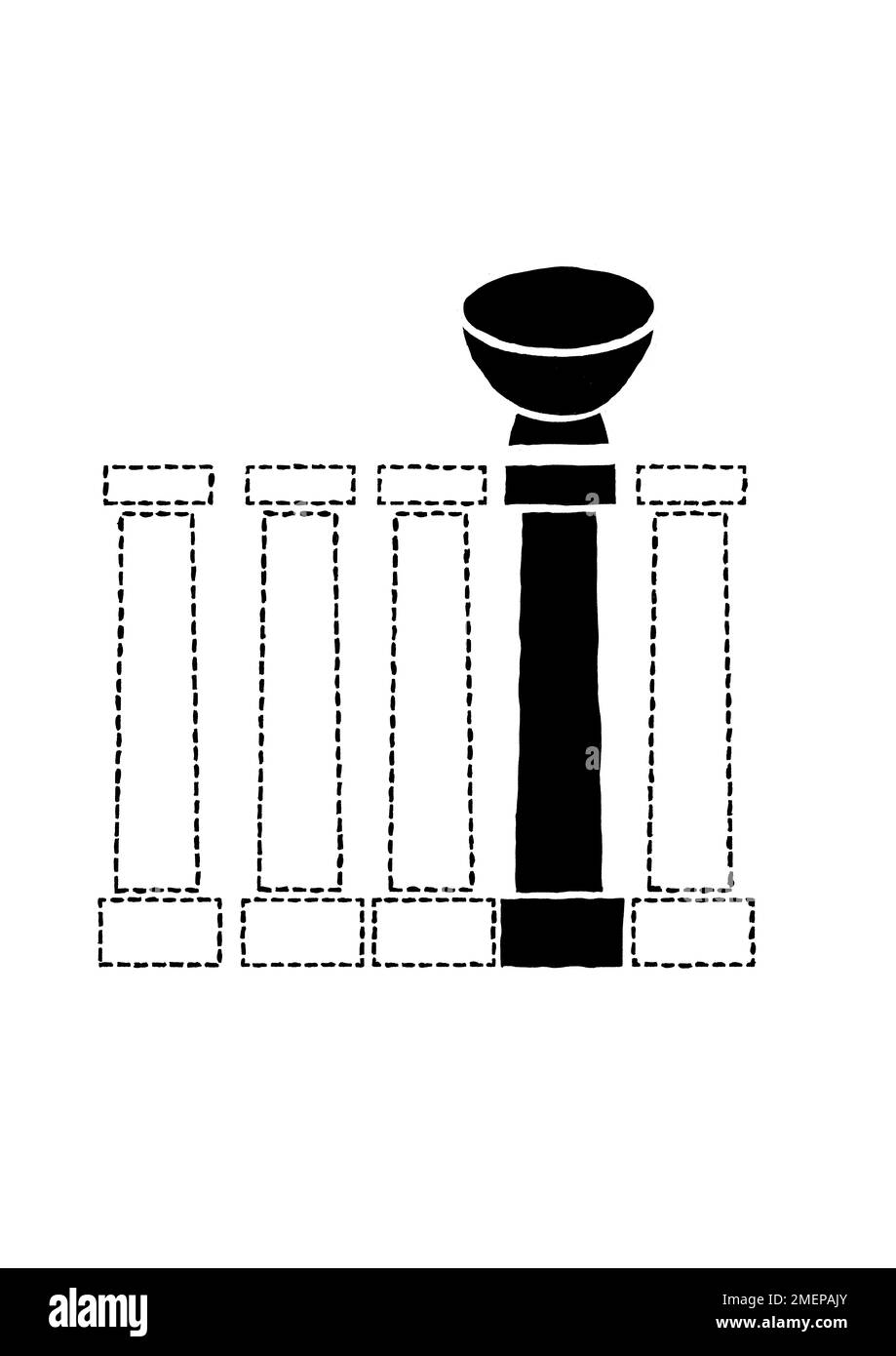 Illustrazione che mostra i cinque pilastri dell'Islam, il Sawn. Foto Stock