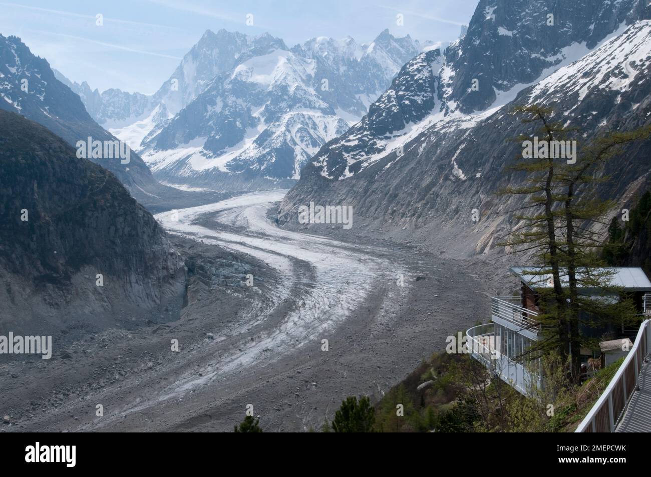 Francia, Francia, Rodano-Alpi, alta Savoia, Chamonix-Mont-Blanc (Chamonix), Mer de Glace, ghiacciaio Foto Stock